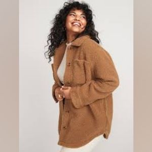 Old Navy #478227 Camel Teddy Sherpa Shacket NWT size XL
